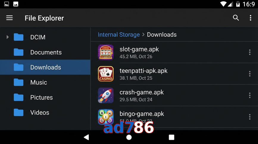 Main screen of Ad786 gameapk page for PK players